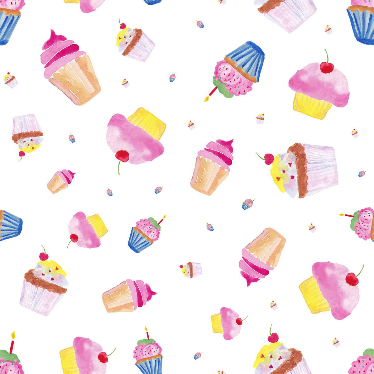 Watercolor Cupcake Pattern